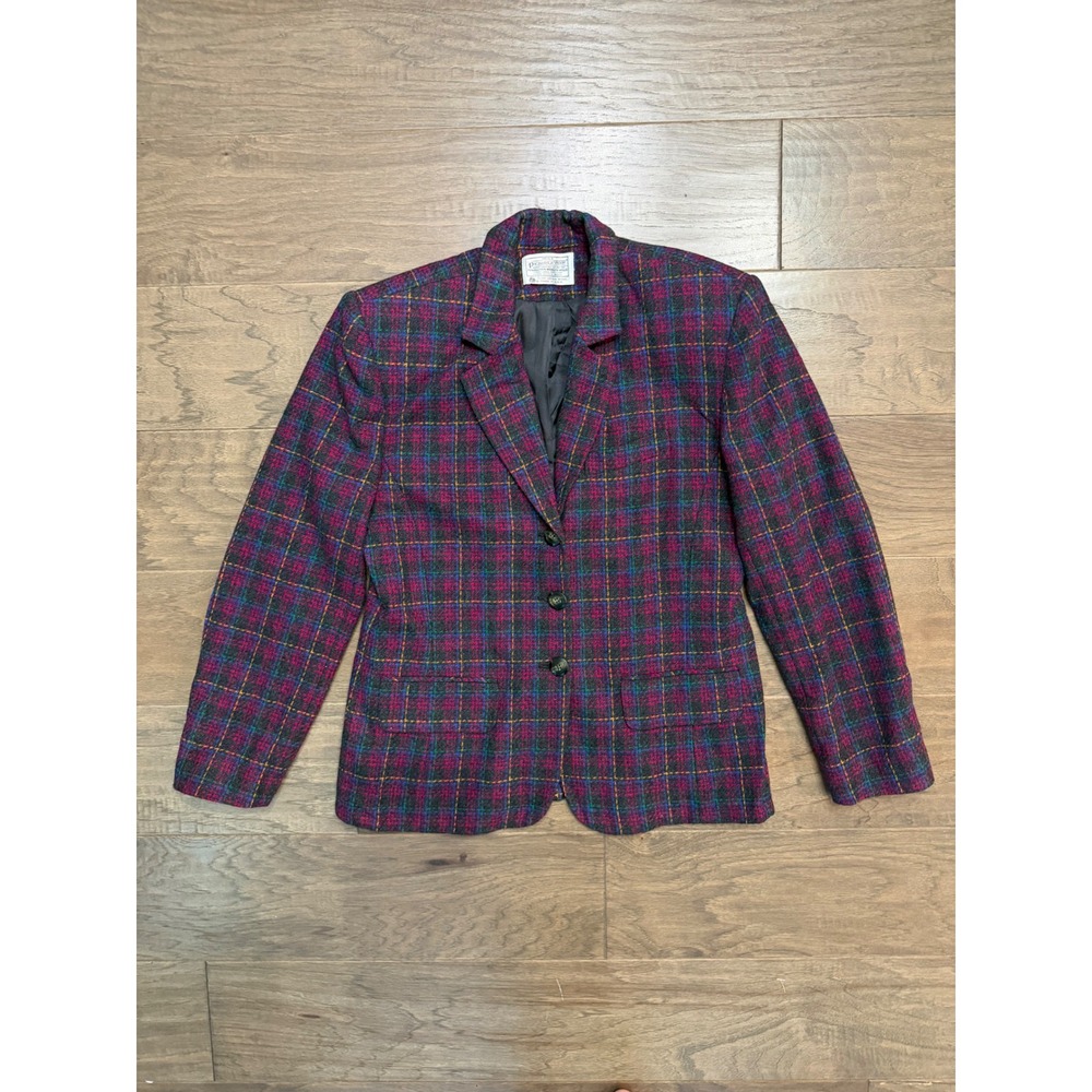 Vintage Miss Pendleton Blazer Womens 10 Virgin Wool Plaid Tailored Coat